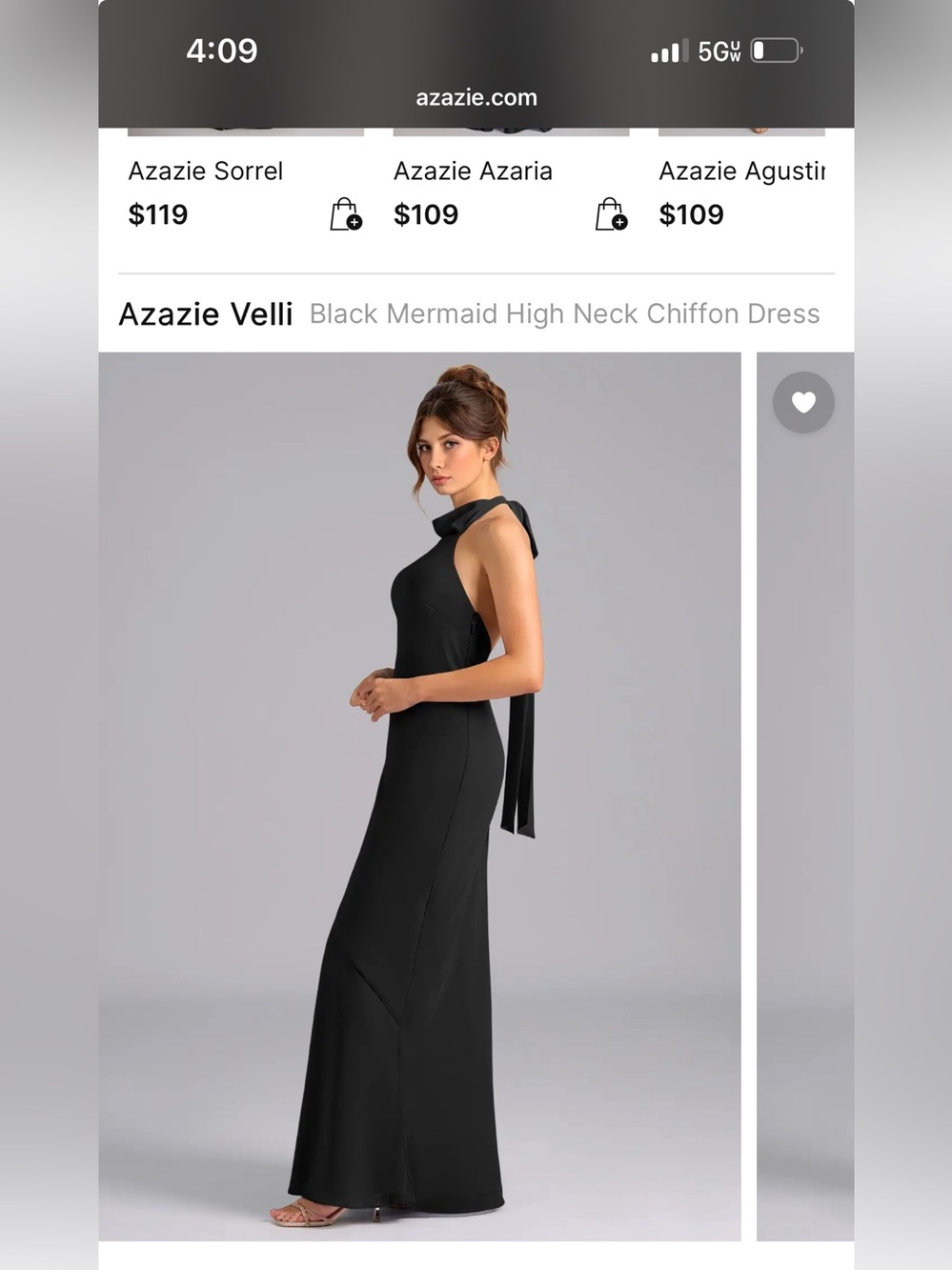 Azazie Velli
Black Mermaid High Neck Chiffon Dress